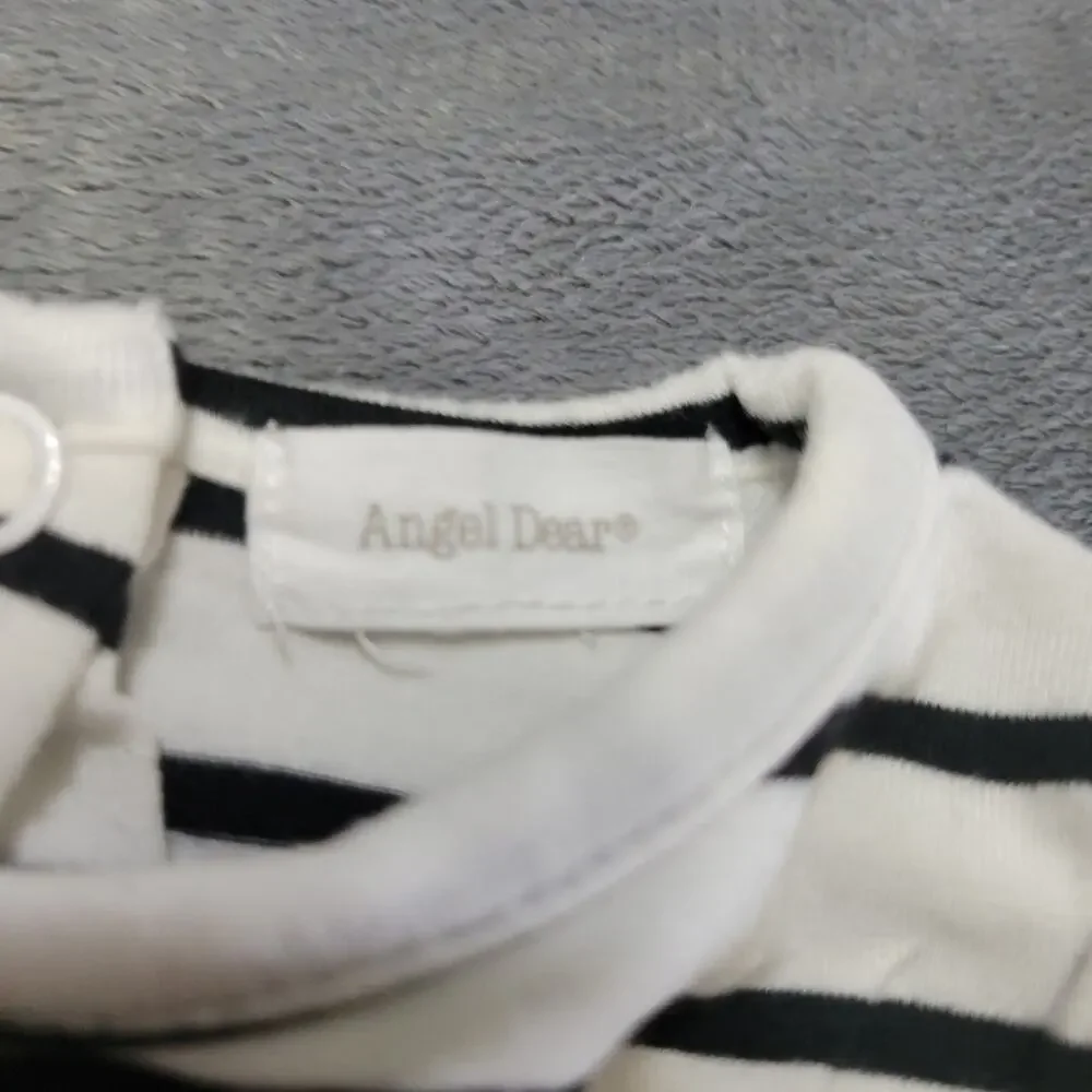 Angel Dear Knotted Gown Baby Boy Girl 0-3 Months Black White Stripe Bamboo Blend